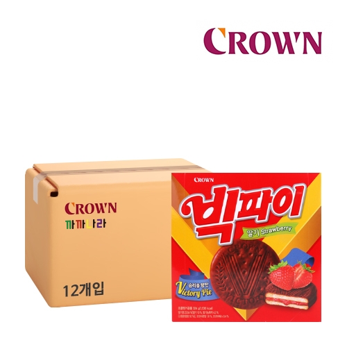 크라운 빅파이 딸기 324g (대용량) x 12개 (박스판매)