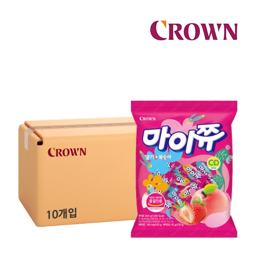 크라운 마이쮸 딸기&복숭아(대용량) 284g x 10개 (박스판매)