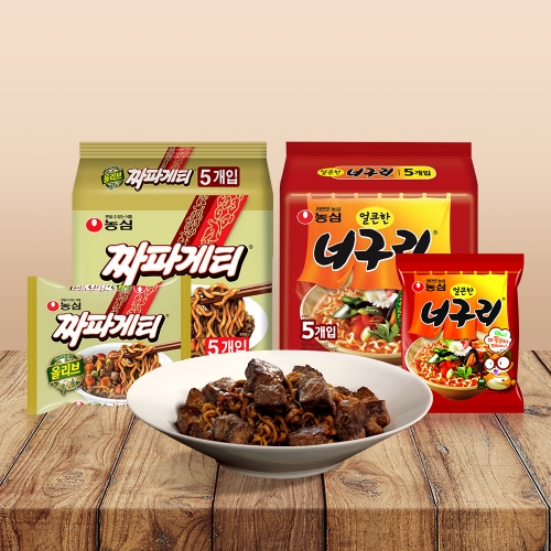 농심 짜파게티 140g x 5개 + 농심 얼큰한너구리 120g x 5개