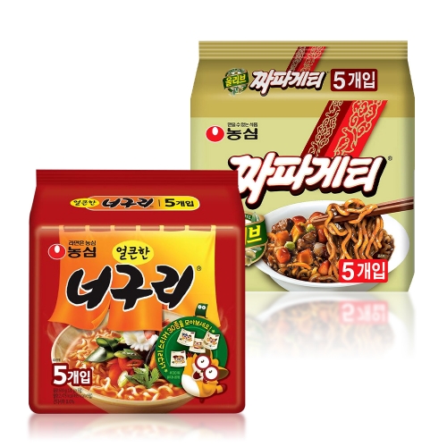 농심 짜파게티 140g x 5개 + 농심 얼큰한너구리 120g x 5개