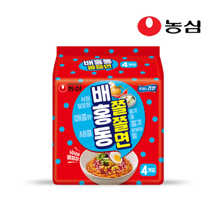 농심 배홍동쫄쫄면 129g x 4개