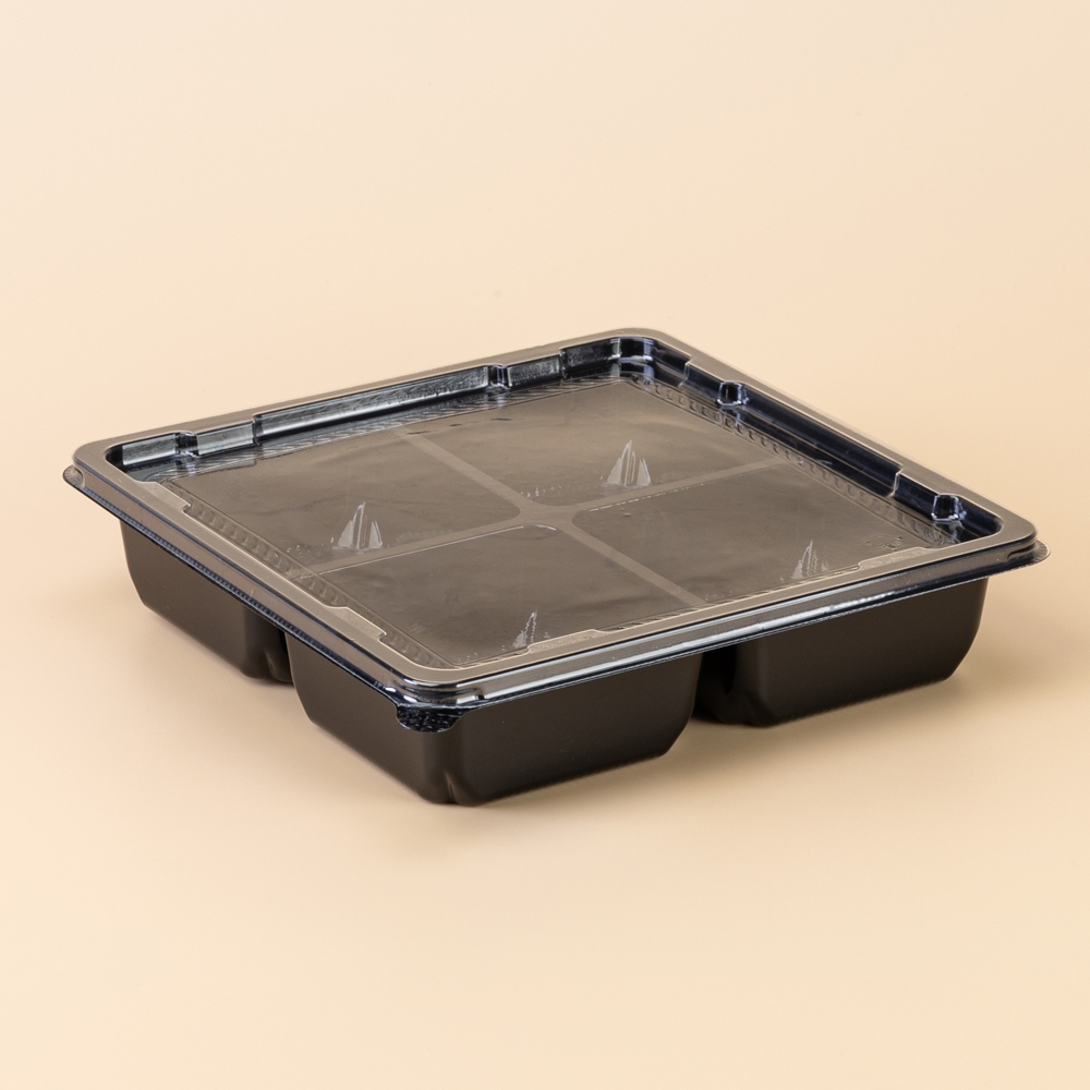 정사각 반찬/샐러드 4칸(DS-405)검정