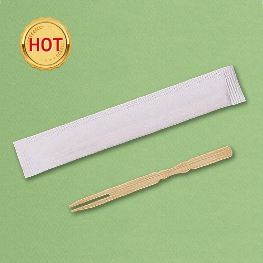 [KO] 대나무 두발포크 10cm -흰색 무지포장 (개별포장) 8000개