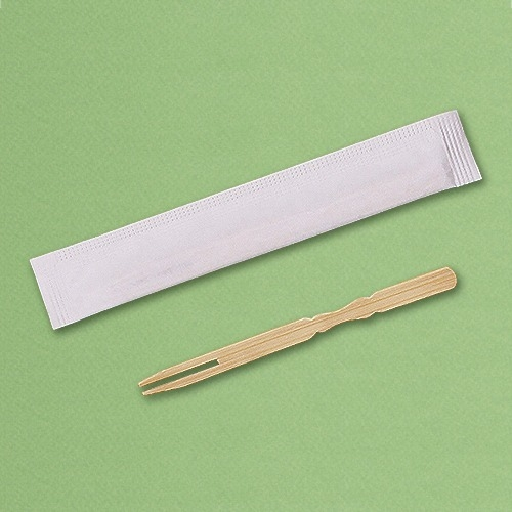 [KO] 대나무 두발포크 10cm -흰색 무지포장 (개별포장) 5000개