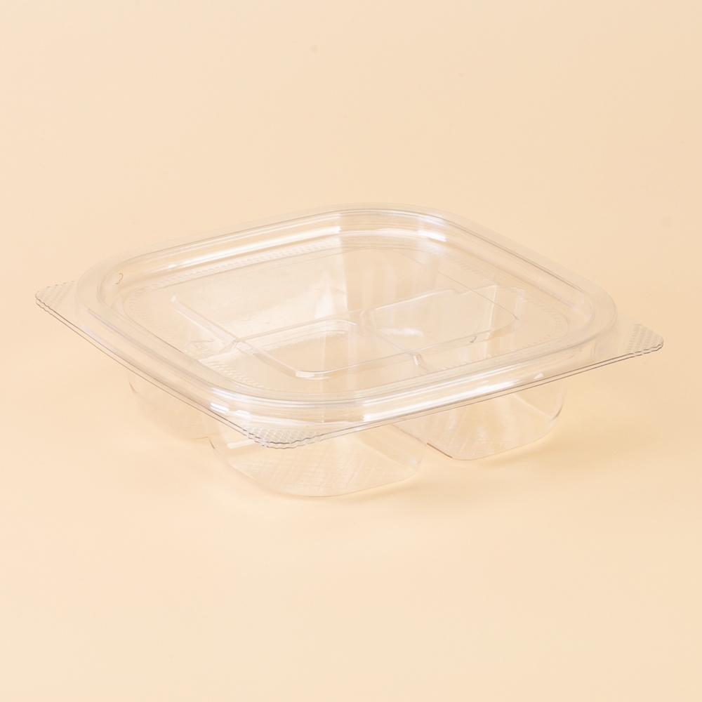 프리미엄 정사각 반찬샐러드용기 3칸 (DS-101-3/투명) 400개 합포장세트