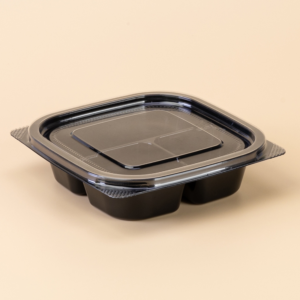 프리미엄 정사각 반찬샐러드용기 3칸 (DS-101-3/흑색) 400개 합포장세트