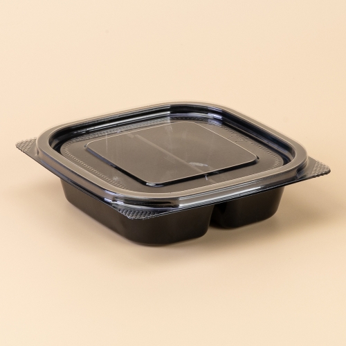 프리미엄 정사각 반찬샐러드용기 2칸 (DS-101-2/흑색) 400개 합포장세트