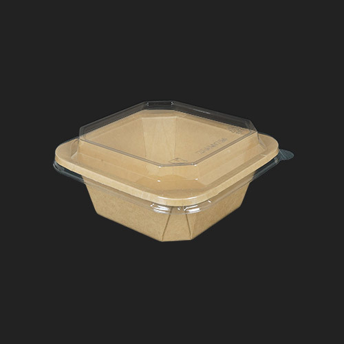 hc 크라프트 샌드위치 종이 펄프 샐러드 과일 디저트 팔각용기 ZF750 세트 [용기+뚜껑]