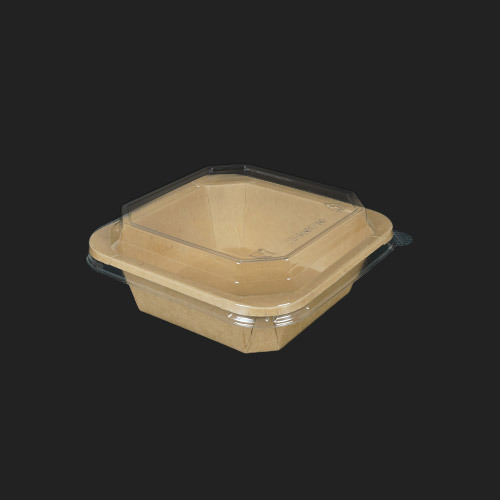 hc 크라프트 샌드위치 종이 펄프 샐러드 과일 디저트 팔각용기 ZF650 세트 [용기+뚜껑]