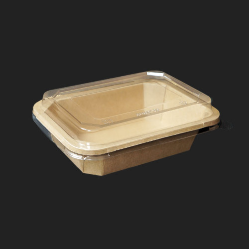 hc 크라프트 직사각 샌드위치 종이 펄프 샐러드 과일 디저트 팔각용기 RS500 - 300개 세트 [용기+뚜껑]