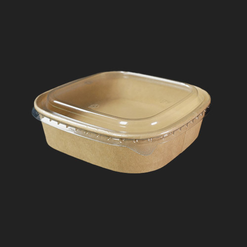 hc 크라프트 샌드위치 종이 펄프 샐러드 과일 디저트 정사각용기 HC750 - 300개 세트 [용기+뚜껑]