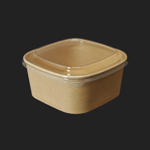 hc 크라프트 샌드위치 종이 펄프 샐러드 과일 디저트 정사각용기 HC650 - 300개 세트 [용기+뚜껑]