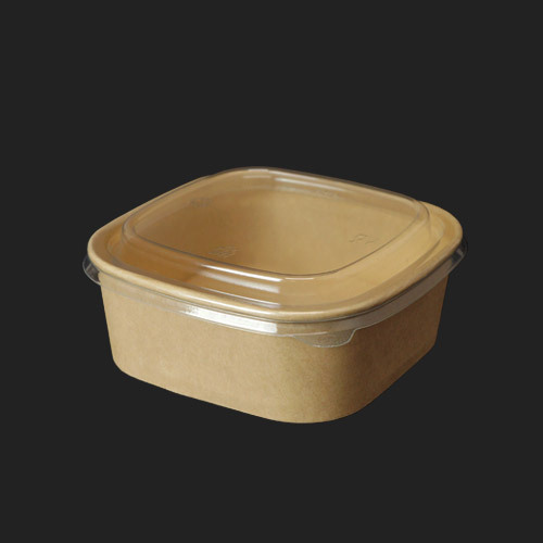 hc 크라프트 샌드위치 종이 펄프 샐러드 과일 디저트 정사각용기 HC500 - 300개 세트 [용기+뚜껑]