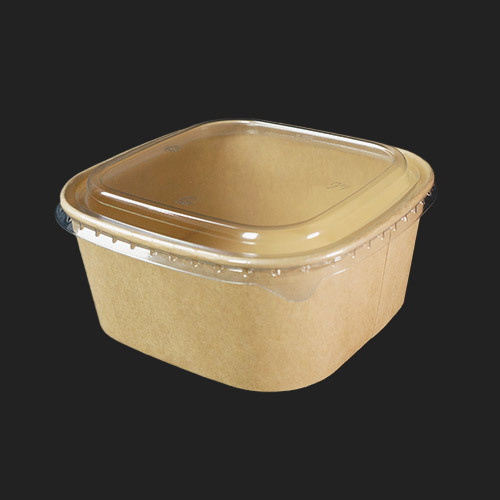 hc 크라프트 샌드위치 종이 펄프 샐러드 과일 디저트 정사각용기 HC1400 - 300개 세트 [용기+뚜껑]