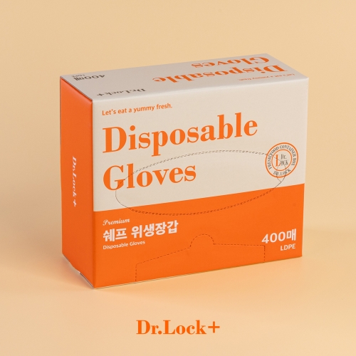 닥터락 쉐프 두꺼운 일회용 비닐 주방 실속형 위생장갑 400매(LDPE)