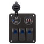 3구 스위치 듀얼 USB단자 볼트게이지 적용 / Dual USB, Voltmeter / 12V DC