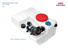 청수탱크 60lt, 펌프포함 12V 77.5cmL x 40cmW x 30cmH