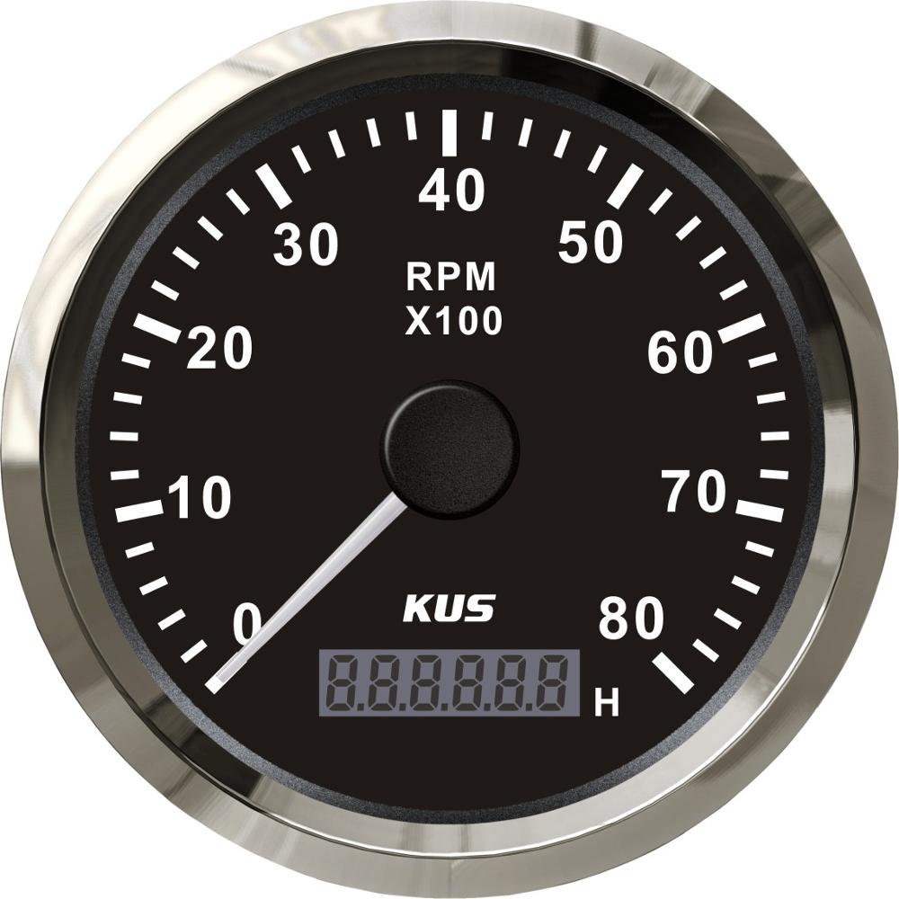 RPM 게이지 타코미터 - 검정 / 8000RPM Tachometer 12V/24V / 타코메타