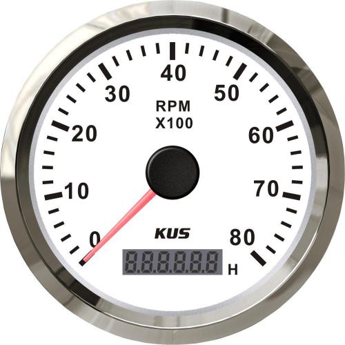 RPM 게이지 타코미터 - 흰색 / 8000RPM Tachometer 12V/24V / 타코메타