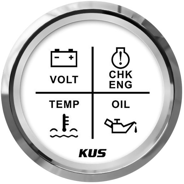 4종 알람 / 4 LED 알람 백색 SS 백색베젤 볼트/엔진체크/온도/오일압