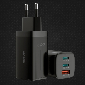 MORUN 65W GaN 3포트 USB PD 초고속 멀티 충전기