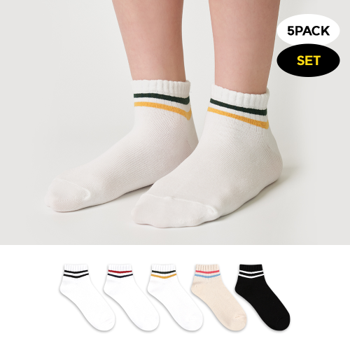 GGRN 키즈 유아동용 캐주얼 스니커즈 패션 양말 5켤레 세트