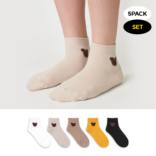 GGRN 키즈 유아동용 토니베어 스니커즈 패션 양말 5켤레 세트