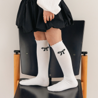 GGRN 키즈 유아동용 포인트 리본 니삭스 양말 3켤레 세트