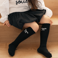 GGRN 키즈 유아동용 포인트 리본 니삭스 양말 3켤레 세트