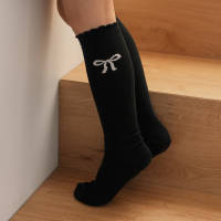 GGRN 키즈 유아동용 포인트 리본 니삭스 양말 3켤레 세트