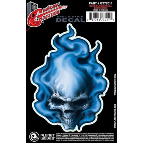 플래닛웨이브 기타 타투 스티커 Planet Waves Guitar Tattoo, Blue Flame Skull GT77011
