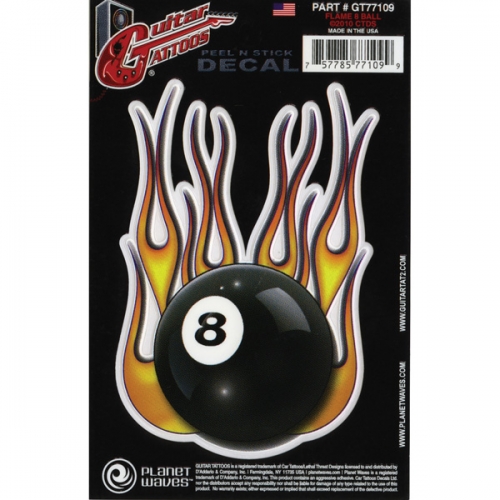 플래닛웨이브 기타 타투 스티커 Planet Waves Guitar Tattoo, Flame 8 Ball GT77109