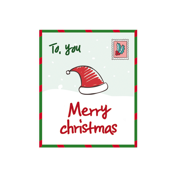 크리스마스067-산타 하우스 귀여운 크리스마스 엽서 사각 5cm스티커 10개