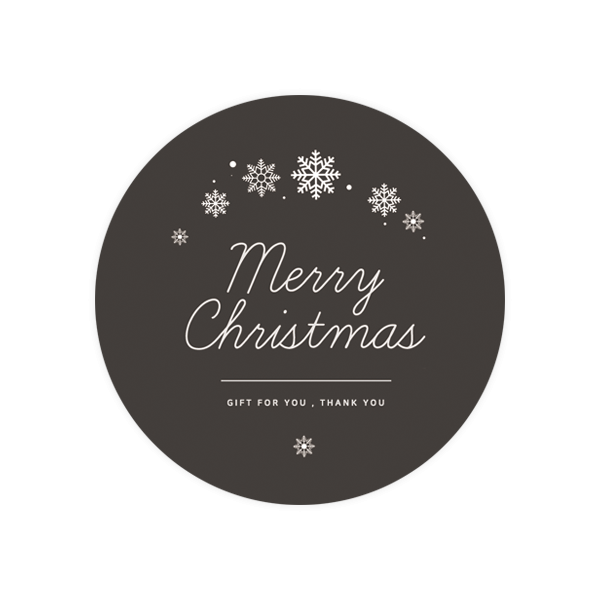 크리스마스056-크리스마스의 밤하늘 눈꽃라인 7cm원형 스티커 10개
