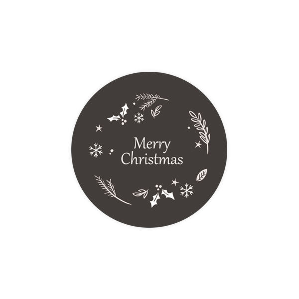 크리스마스060-크리스마스의 밤하늘 크리스마스 리스 4.5cm원형 스티커 10개