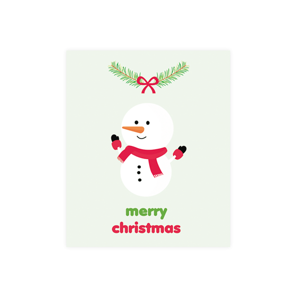 크리스마스028-컬러풀 크리스마스 장갑낀 눈사람 사각5cm 스티커 10개