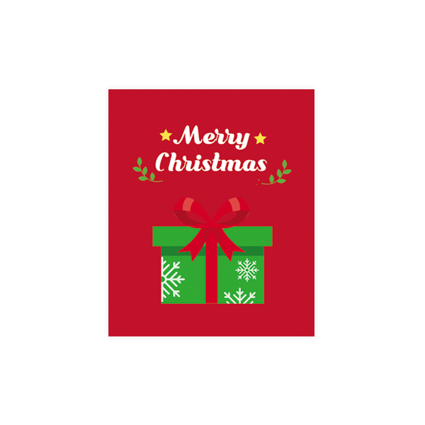 크리스마스029-컬러풀 크리스마스 눈꽃 그린상자 작은사각4cm 스티커 10개
