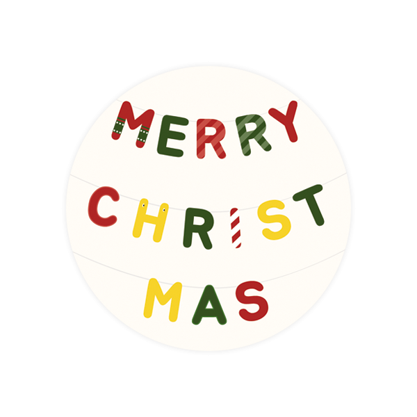 크리스마스011-행복한 크리스마스 라인장식 7cm원형 스티커 10개