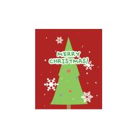 크리스마스013-행복한 크리스마스 롱트리 작은사각4cm 스티커 10개