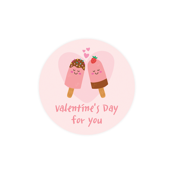 발렌타인데이013-함께하는 발렌타인 데이 딸기맛 초코바 5cm원형 스티커 10개