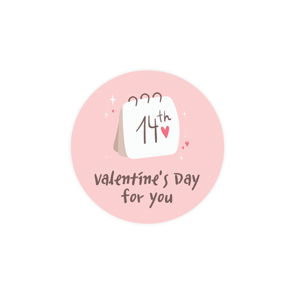 발렌타인데이016-함께하는 발렌타인 데이 화이트 캘린더 4.5cm원형 스티커 10개