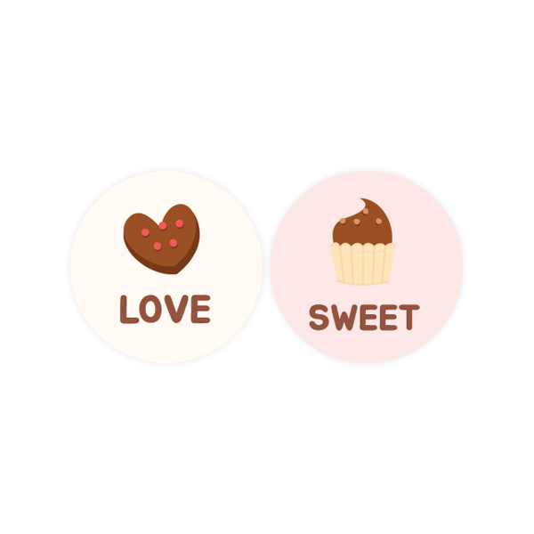 발렌타인데이017-함께하는 발렌타인 데이 하트초콜릿 5개+sweet 초코 5개 3cm원형 스티커