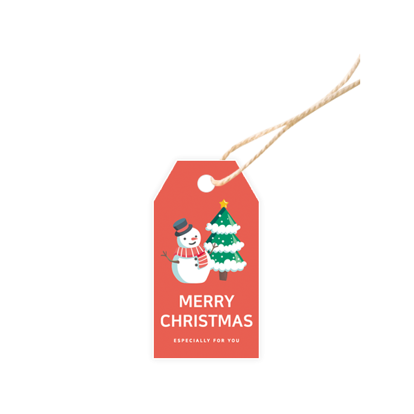 태그-크리스마스007-모자쓴 아이스맨 3.5X6.5 태그 100개+면끈100개