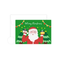 라베 크리스마스 카드 산타와 선물박스 10개+봉투10개+투명 2cm원형 스티커 10개