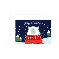 네디 크리스마스 카드 화이트 베어 10개+봉투10개+투명 2cm원형 스티커 10개