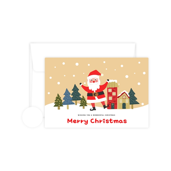 로다 크리스마스 카드 스노우산타 10개+봉투10개+투명 2cm원형 스티커 10개