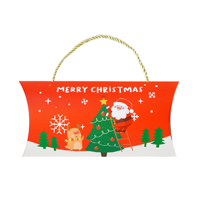 크리스마스 선물포장 가로형 손잡이 오목상자 트리꾸미는 산타 10개+골드끈 10개