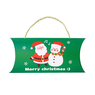 크리스마스 선물포장 가로형 손잡이 오목상자 노래하는 산타와 눈사람 10개+골드끈 10개