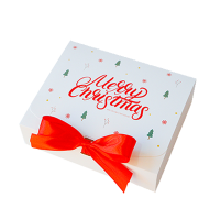 크리스마스 직사각 포장 상자 5개 + 리본 5개 노엘 화이트