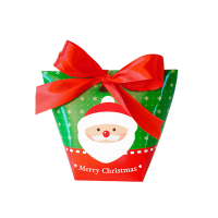 디브 크리스마스 사다리꼴 포장 상자 산타 10개+레드리본10개+투명2cm스티커10개